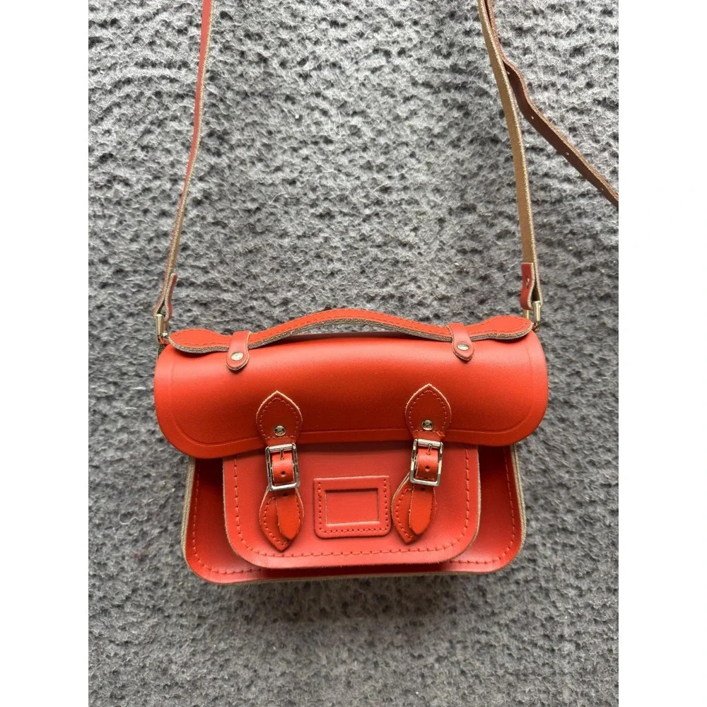 The Cambridge Satchel Company Fluoro Orange Leather Satchel Crossbody Bag